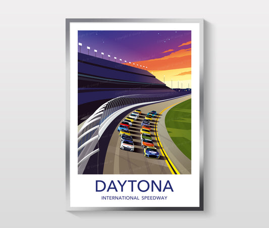 Daytona 500 poster with white border – NASCAR Daytona Speedway wall art