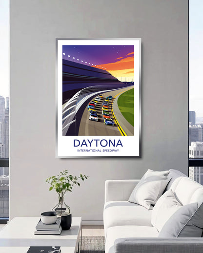 Daytona Speedway poster print – NASCAR Daytona 500 wall art with white border