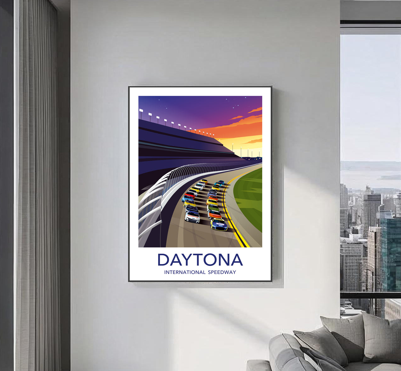 Daytona 500 poster – NASCAR Daytona Speedway wall art white border variant