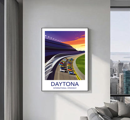 Daytona 500 poster – NASCAR Daytona Speedway wall art white border variant