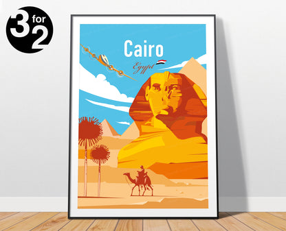 Cairo Egypt Travel Poster / Giza Sphinx Art Print