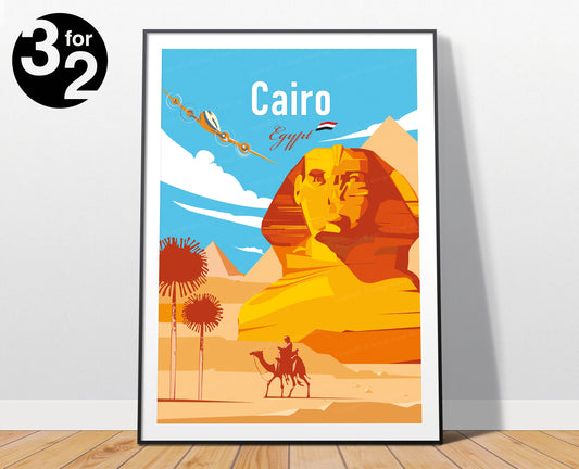 Cairo Egypt Travel Poster / Giza Sphinx Art Print