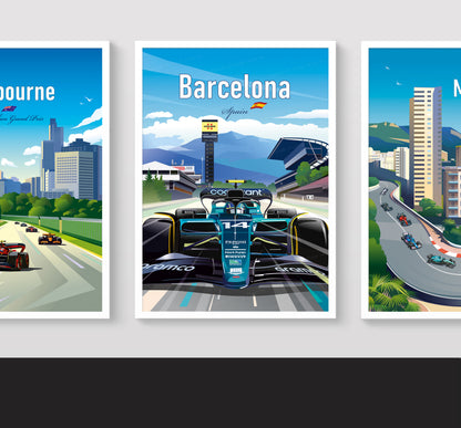 Barcelona Alonso F1 print poster – Aston Martin wall art second angle detail