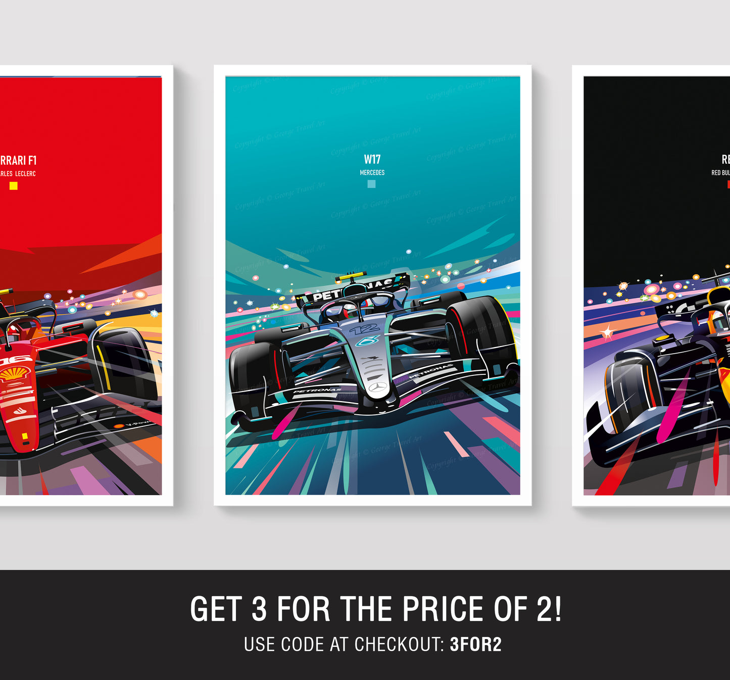 Mercedes W17 F1 race car poster – Formula 1 wall art