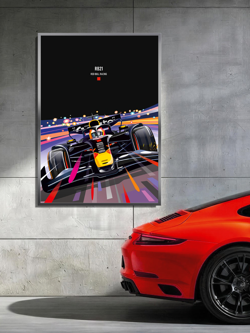 F1 Red Bull RB21 print featuring Verstappen – Formula 1 race car wall art