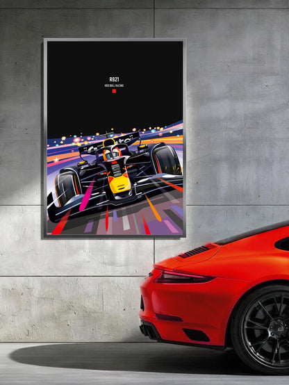 F1 Red Bull RB21 print featuring Verstappen – Formula 1 race car wall art