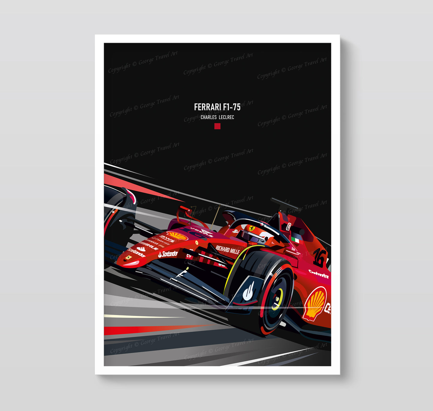 Ferrari F1-75 Charles Leclerc print – Scuderia Ferrari Formula 1 race car poster