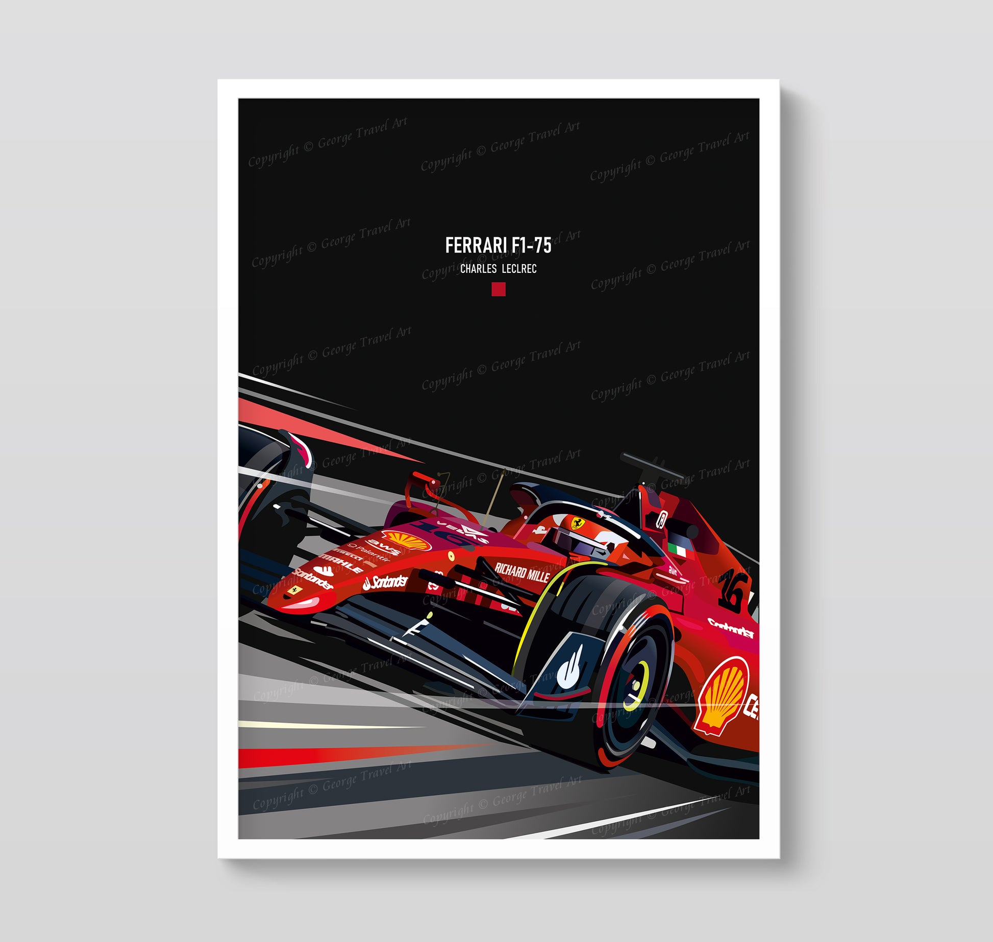 Ferrari F1-75 Charles Leclerc print – Scuderia Ferrari Formula 1 race car poster