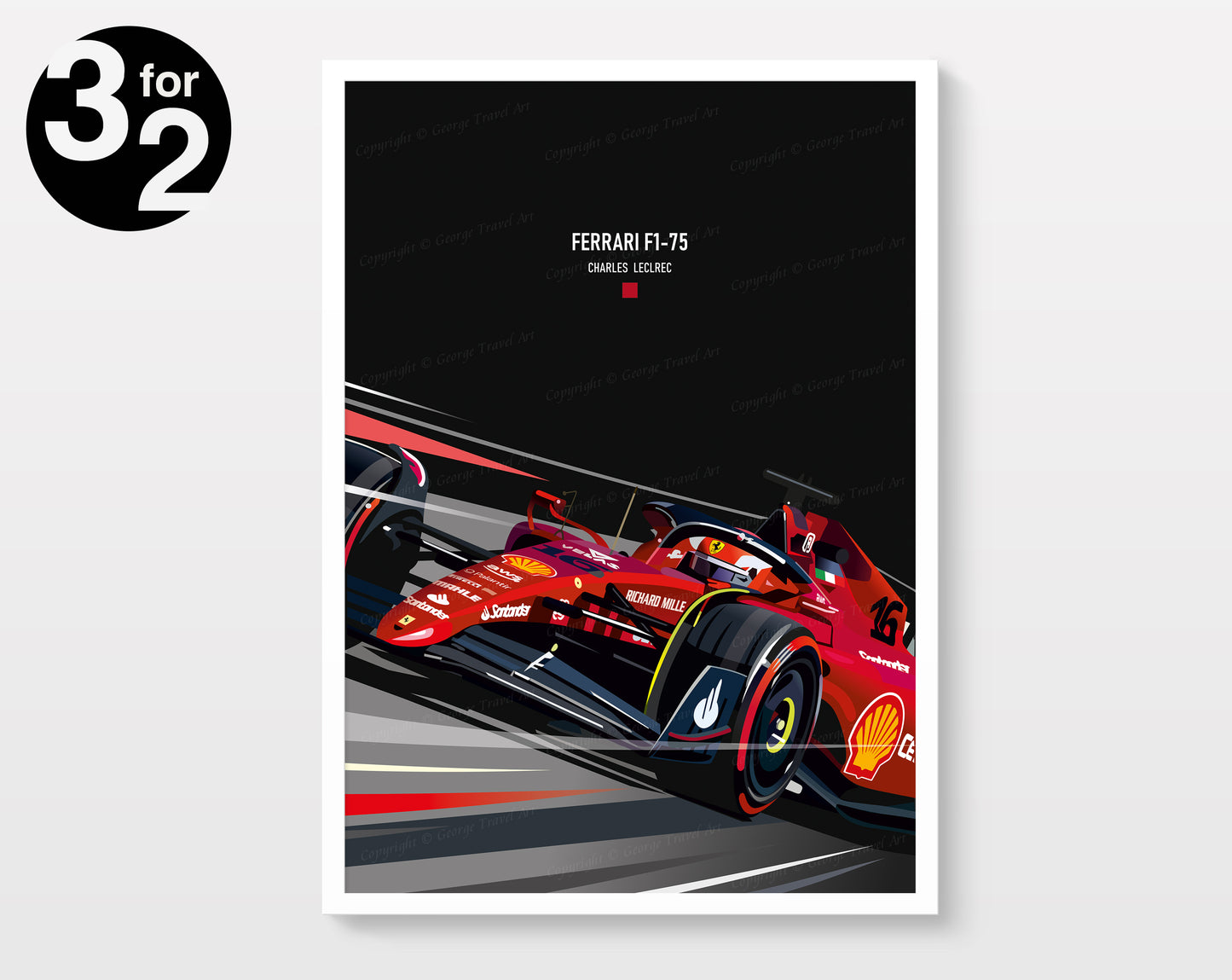Ferrari F1-75 Poster / Charles Leclerc F1 Wall Art / Formula-1 Print
