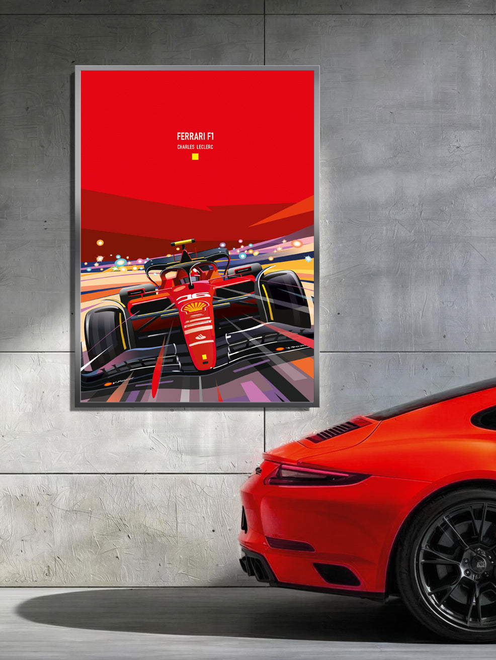 Charles Leclerc Ferrari F1-75 poster print – Formula 1 race car wall art