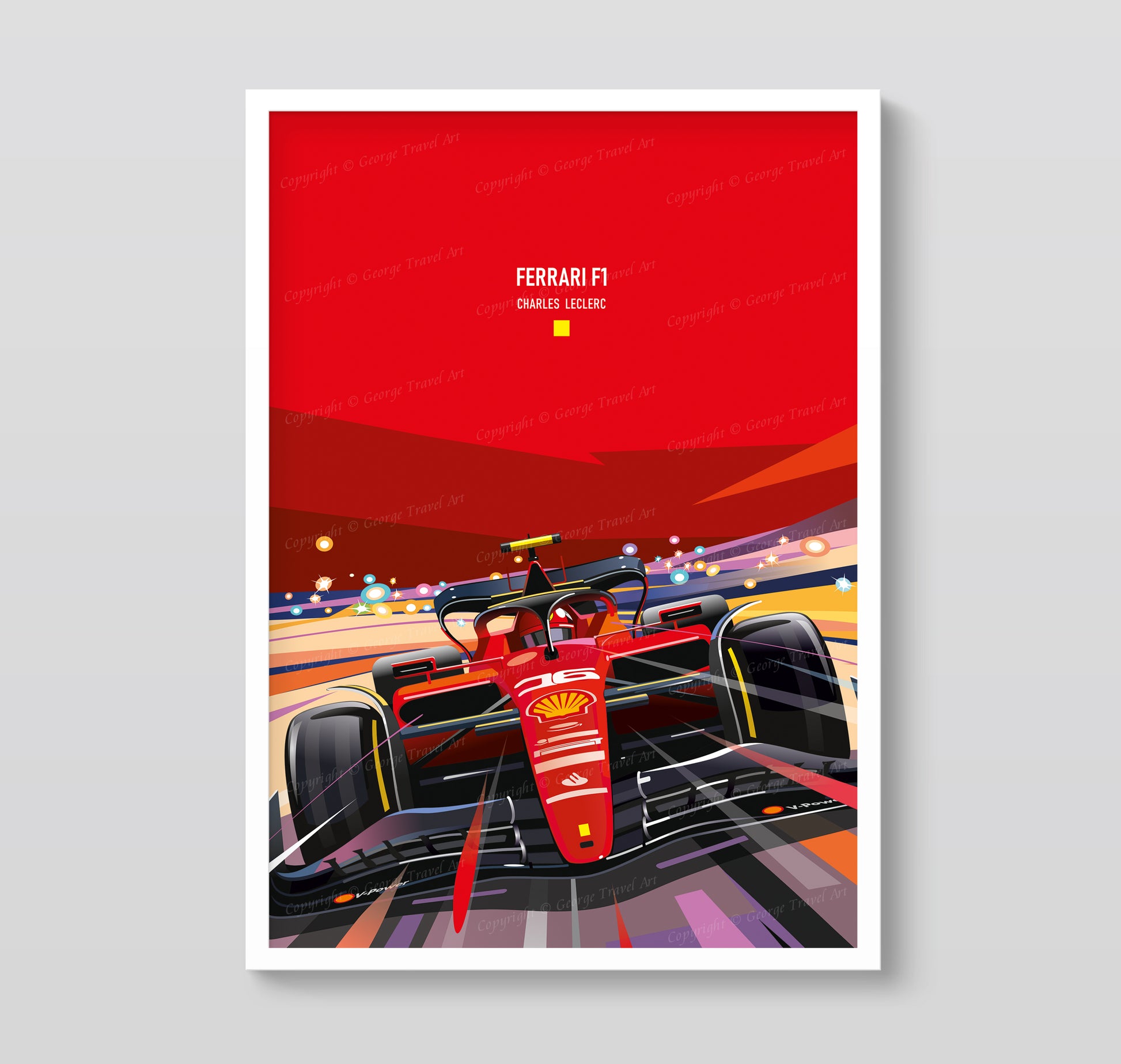 Charles Leclerc Ferrari F1-75 poster – Formula 1 race car wall art print