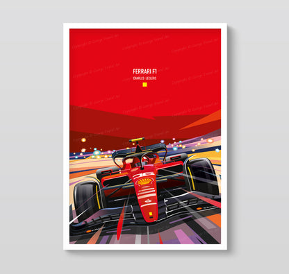 Charles Leclerc Ferrari F1-75 poster – Formula 1 race car wall art print