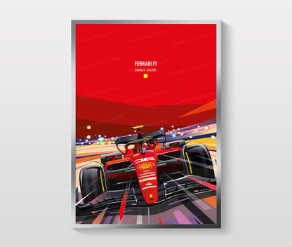 Ferrari F1-75 Charles Leclerc poster print – Scuderia Ferrari Formula 1 wall art