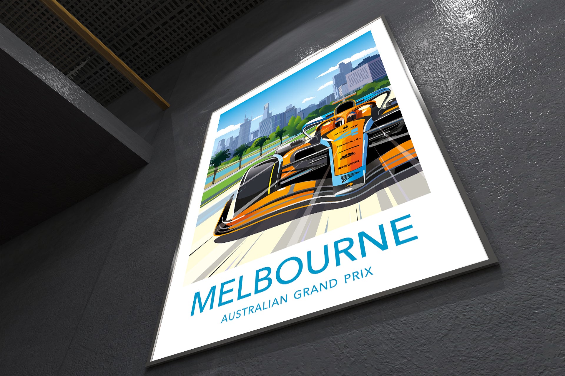 Formula 1 Melbourne poster featuring McLaren at Australian Grand Prix circuit