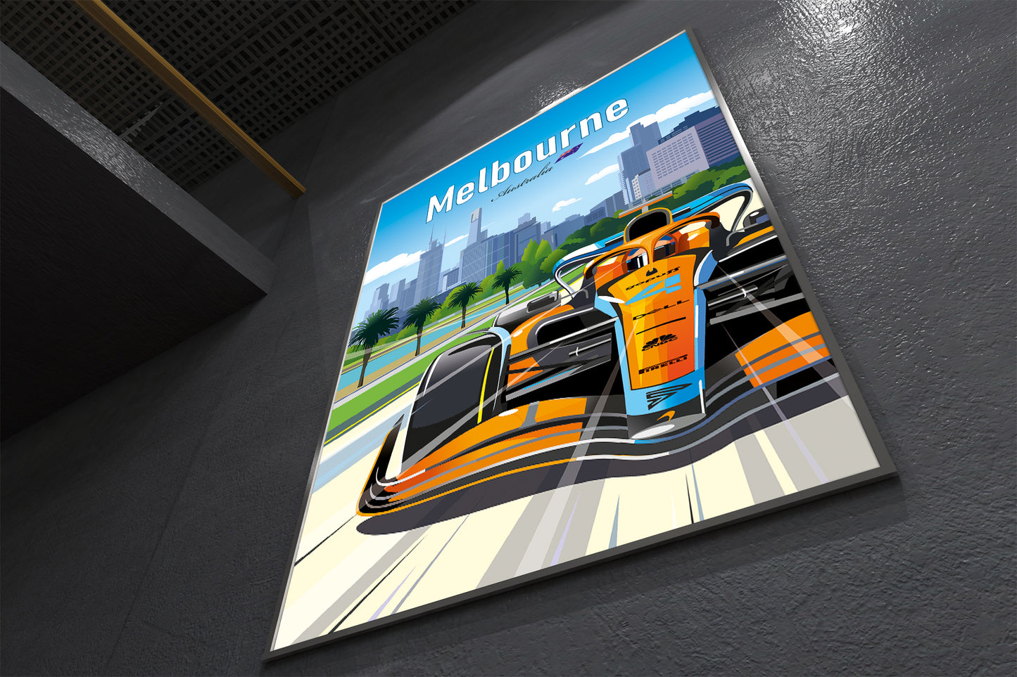 Formula 1 Melbourne poster featuring McLaren at Albert Park Australian Grand Prix
