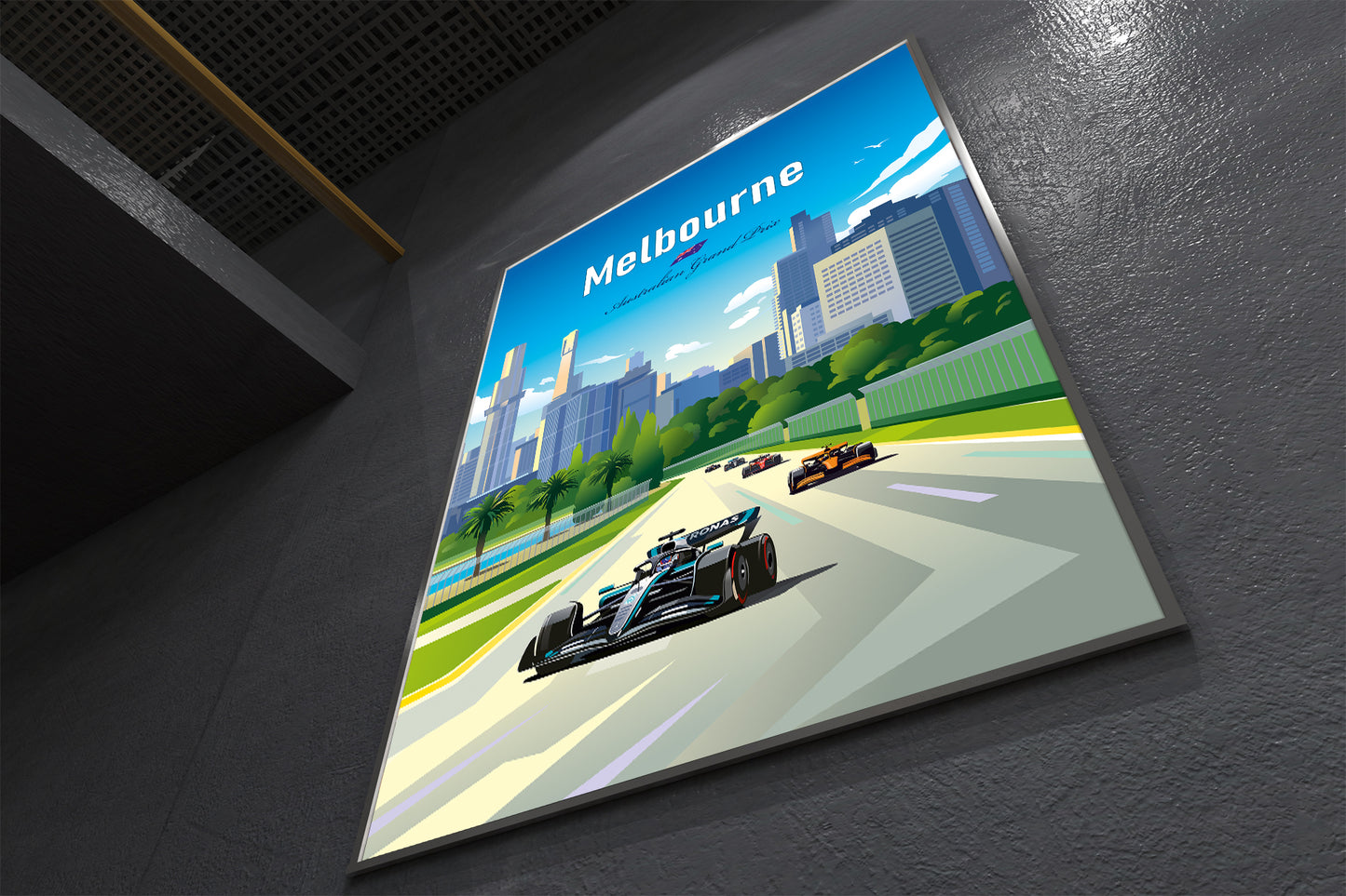 Melbourne Australian Grand Prix F1 poster featuring George Russell – motorsport wall art