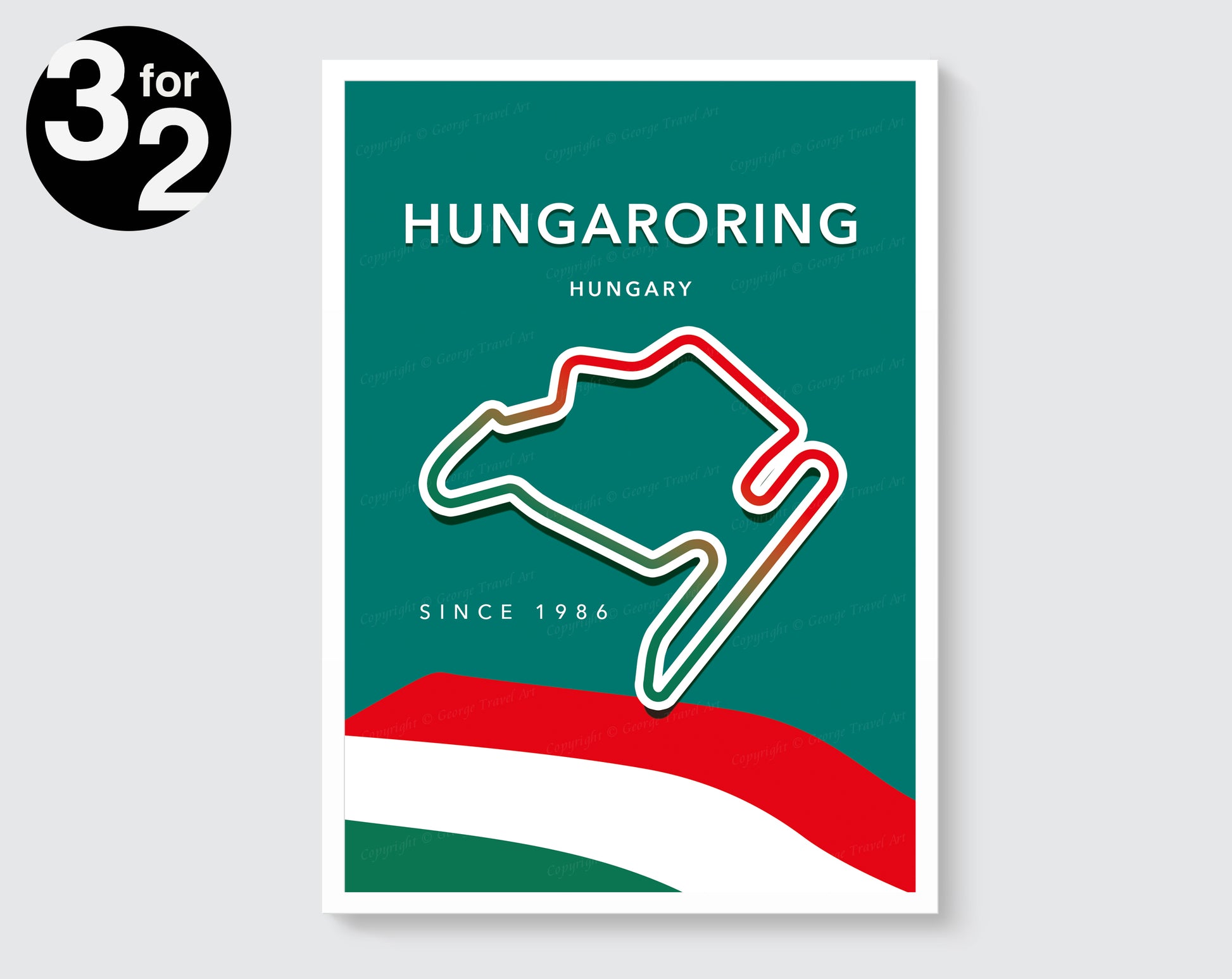 Hungaroring circuit track poster – Budapest F1 racing wall art