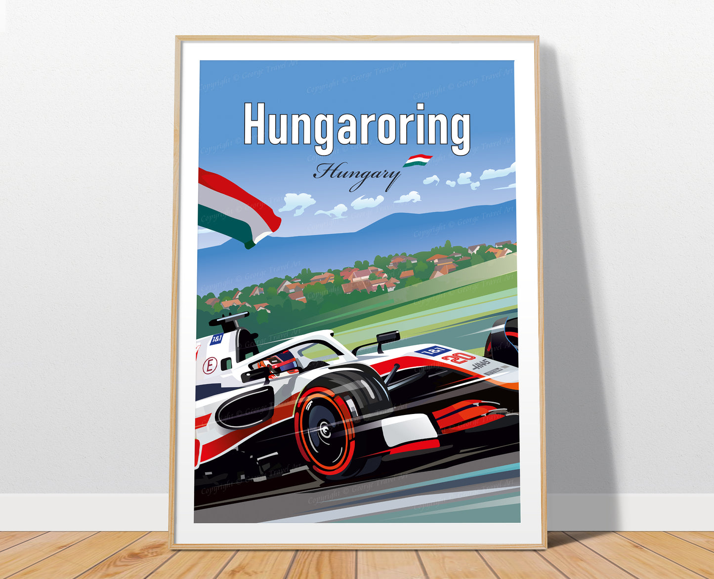 Hungaroring F1 poster print – Haas Magnussen Hungarian Grand Prix wall art