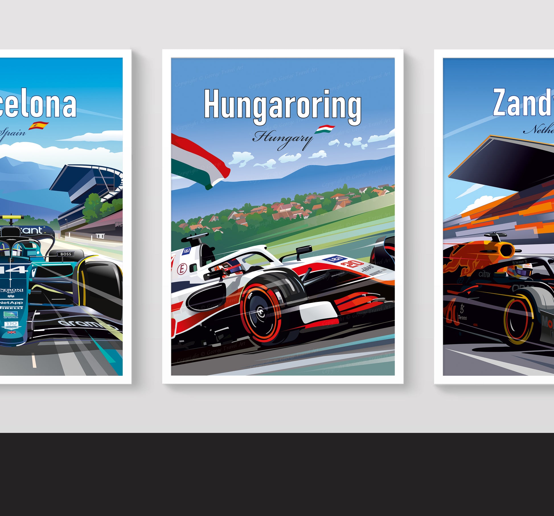 Hungaroring F1 poster – Haas Magnussen wall art second angle