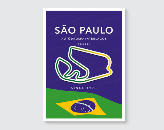 Interlagos F1 circuit track map poster print – São Paulo Grand Prix wall art