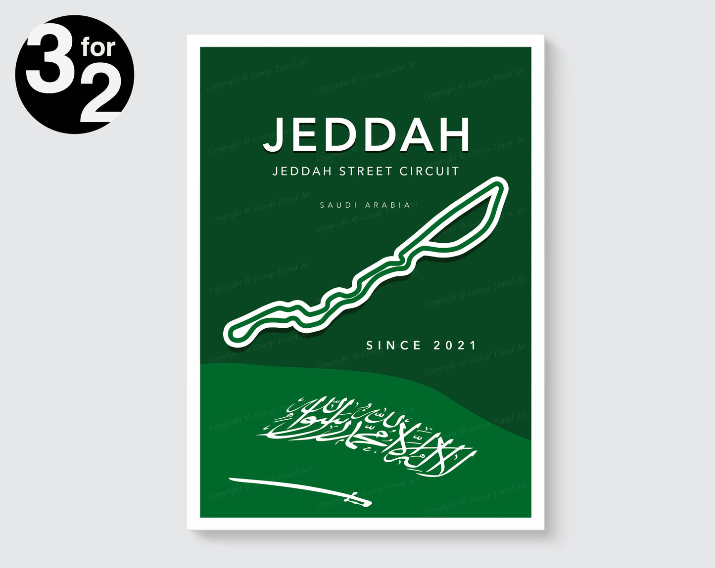 Jeddah Corniche circuit track poster – Saudi Arabia F1 racing wall art