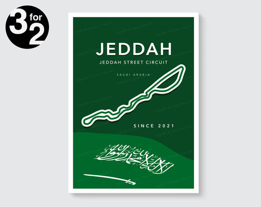 Jeddah Corniche circuit track poster – Saudi Arabia F1 racing wall art