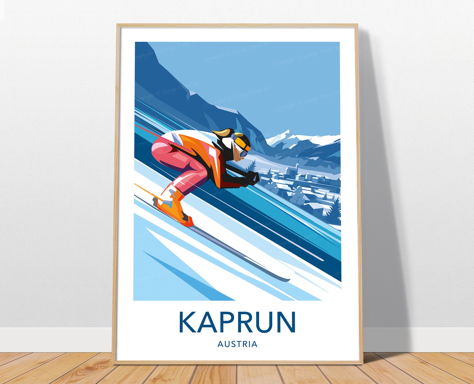 Kaprun travel poster print – Austria ski resort wall art