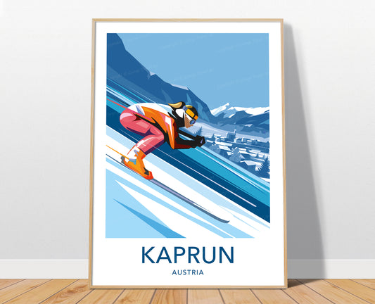Kaprun travel poster print – Austria ski resort wall art