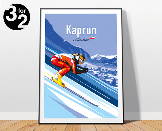 Kaprun Austria Travel Poster / Kaprun Ski Print