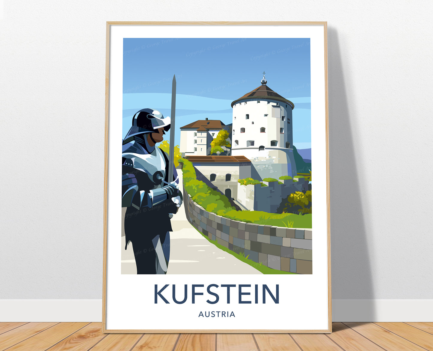 Kufstein travel poster print – Austria castle wall art