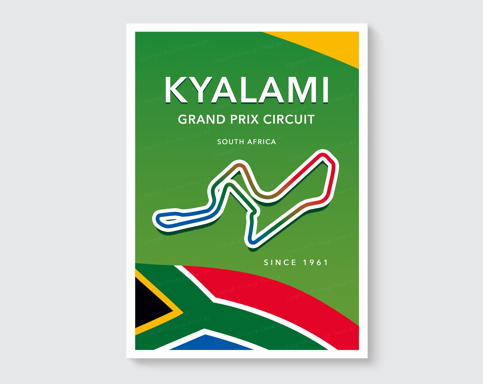 Kyalami circuit track map poster print – historic Grand Prix wall art