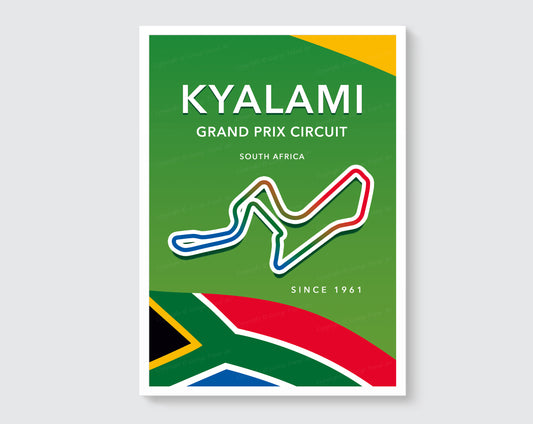 Kyalami circuit track map poster print – historic Grand Prix wall art