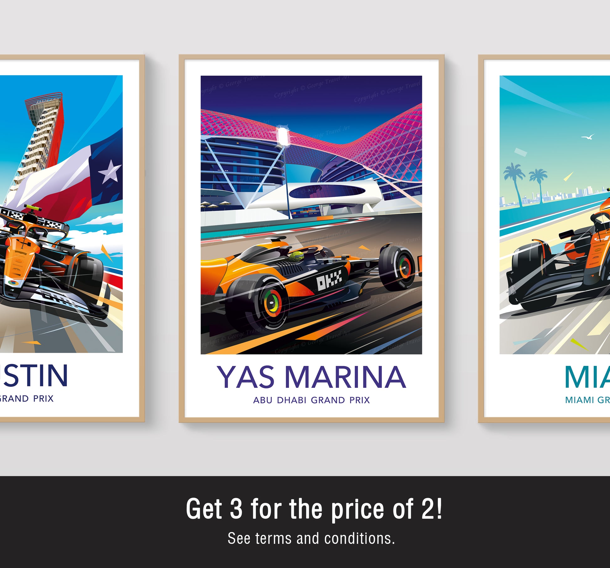 Lando Norris Yas Marina F1 poster displayed as modern motorsport wall décor