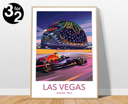 Las Vegas Grand Prix F1 poster – Max Verstappen Red Bull vibrant motorsport wall art