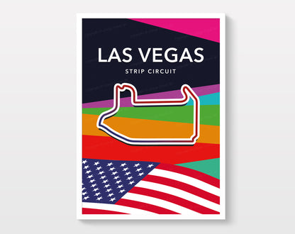 Las Vegas Strip F1 circuit track map poster print – Las Vegas Grand Prix wall art