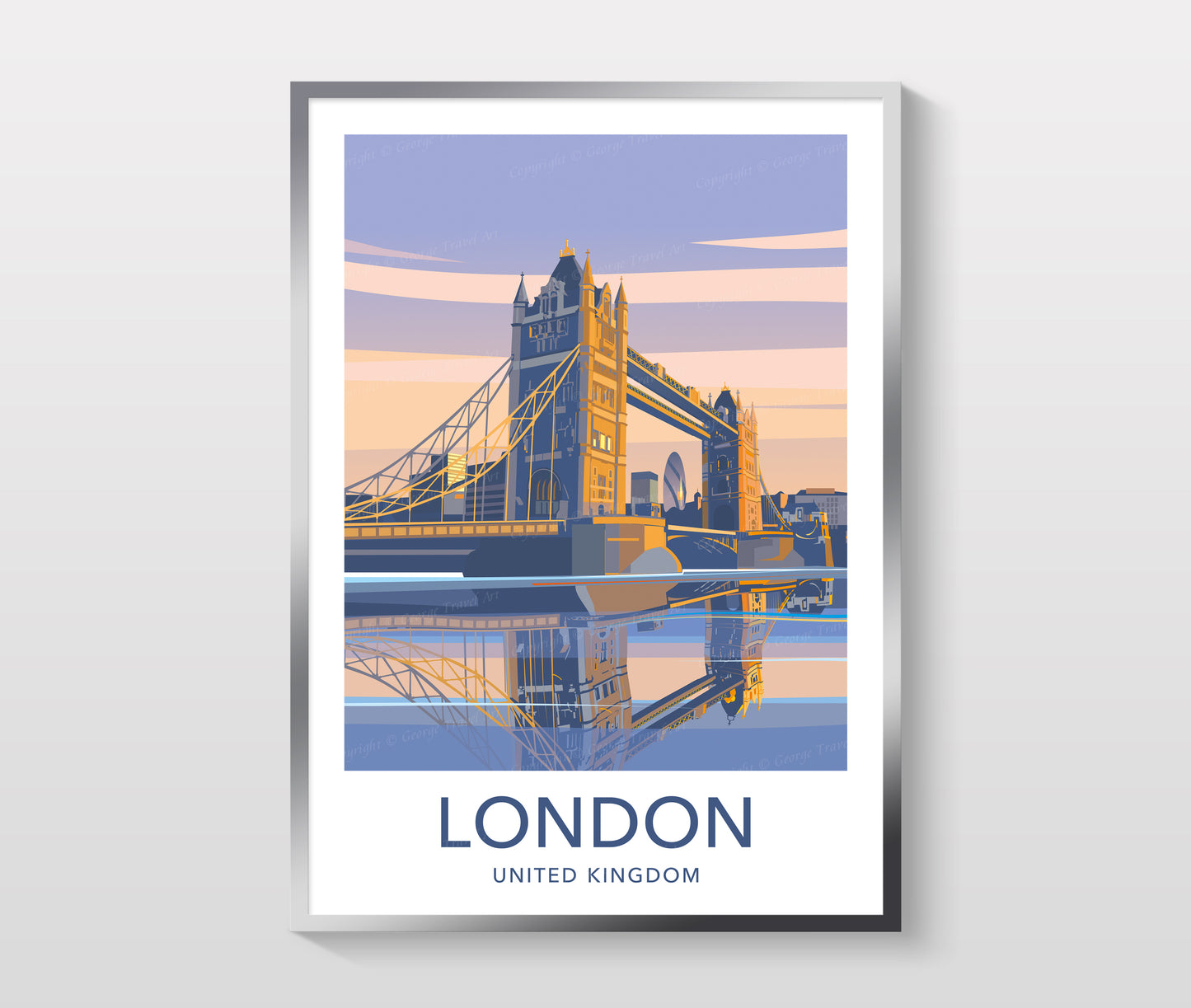 London UK travel poster print – wall art vertical format