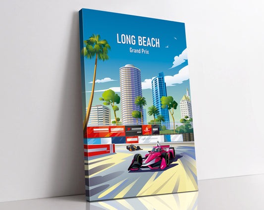 Long Beach Grand Prix canvas – ready to hang IndyCar USA racing wall art featuring the California street circuit