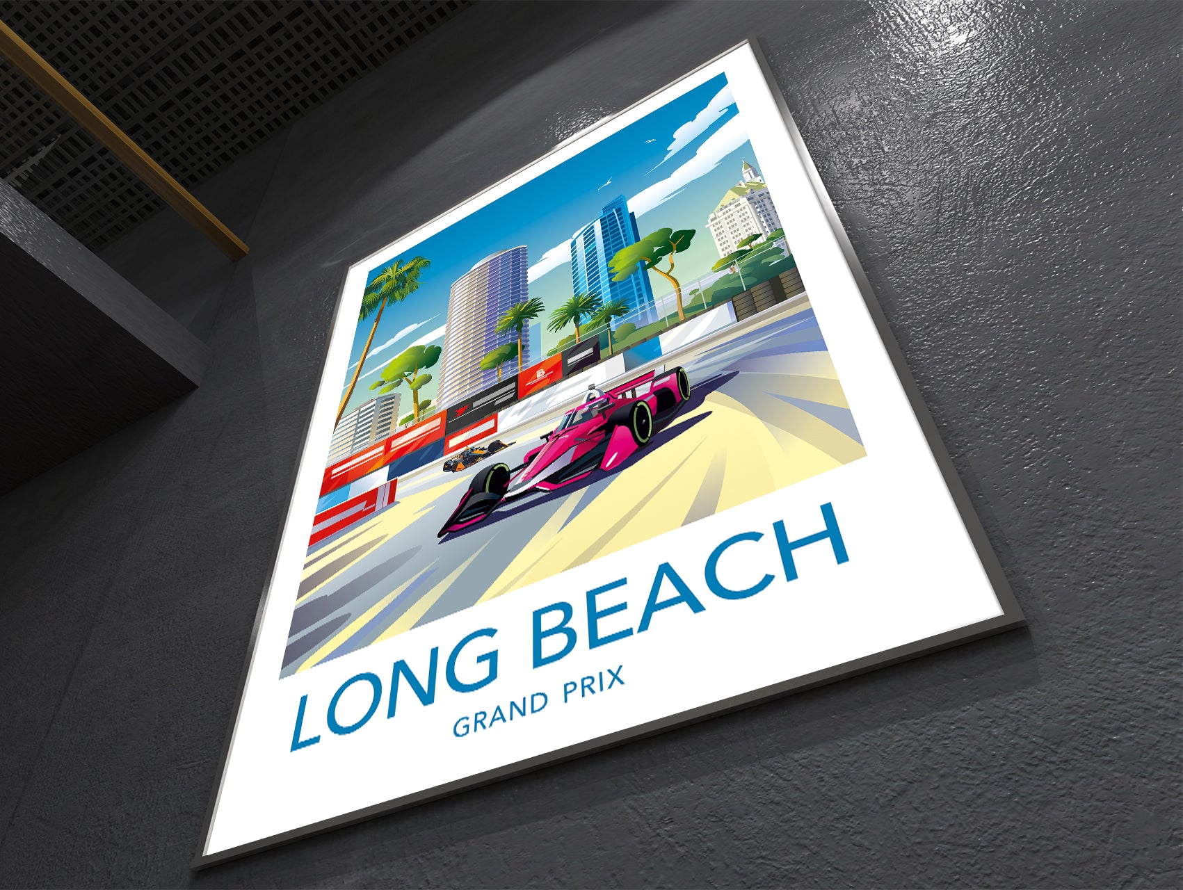 Long Beach Grand Prix poster print – IndyCar motorsport wall art featuring the Long Beach street circuit
