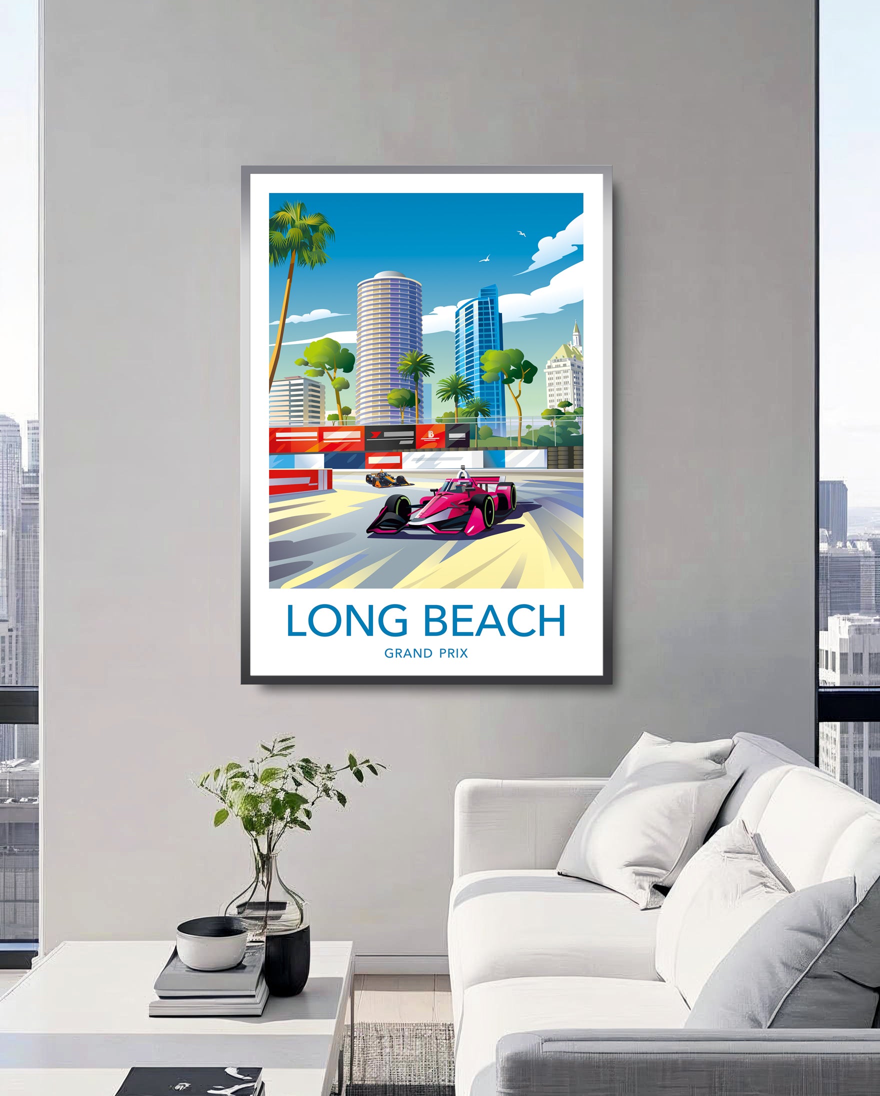 Long Beach Grand Prix poster print – IndyCar street circuit wall art with white border