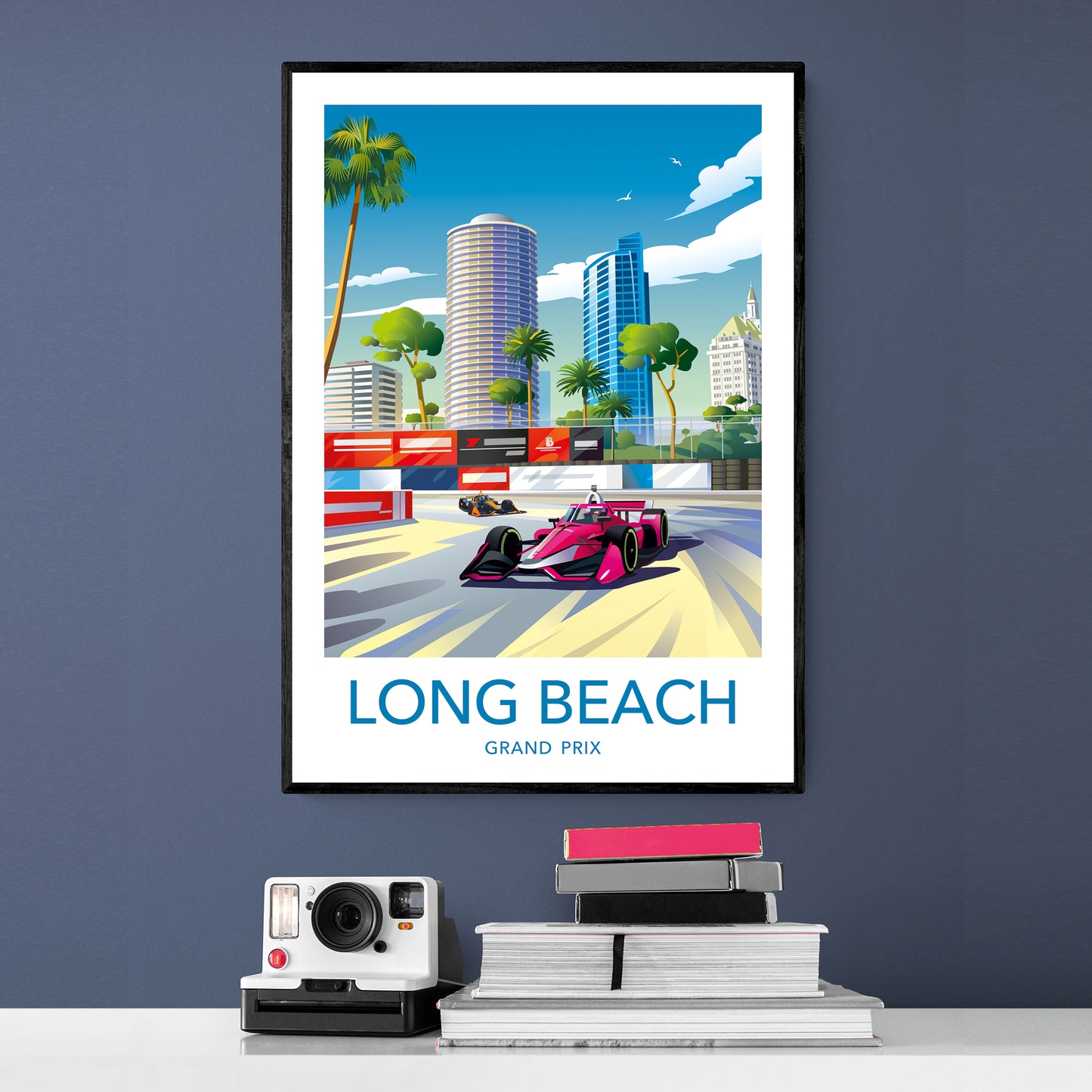 Long Beach Grand Prix print poster – IndyCar wall art with white border variant