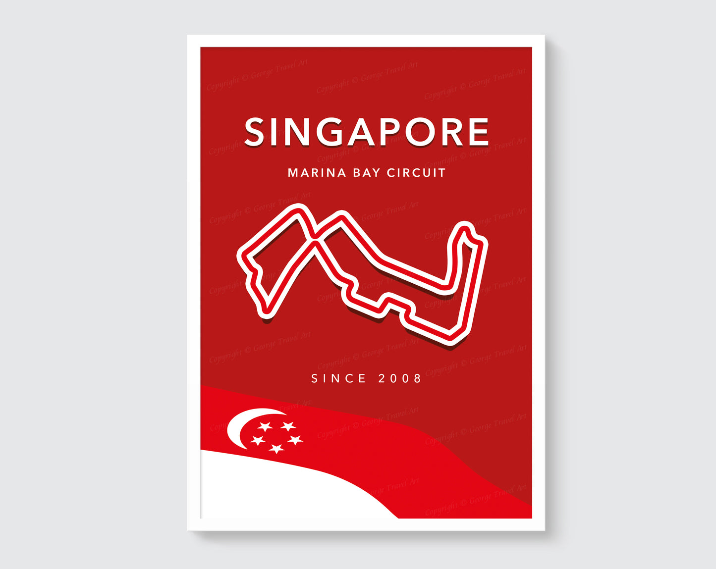 Marina Bay F1 circuit track map poster print – Singapore Grand Prix wall art