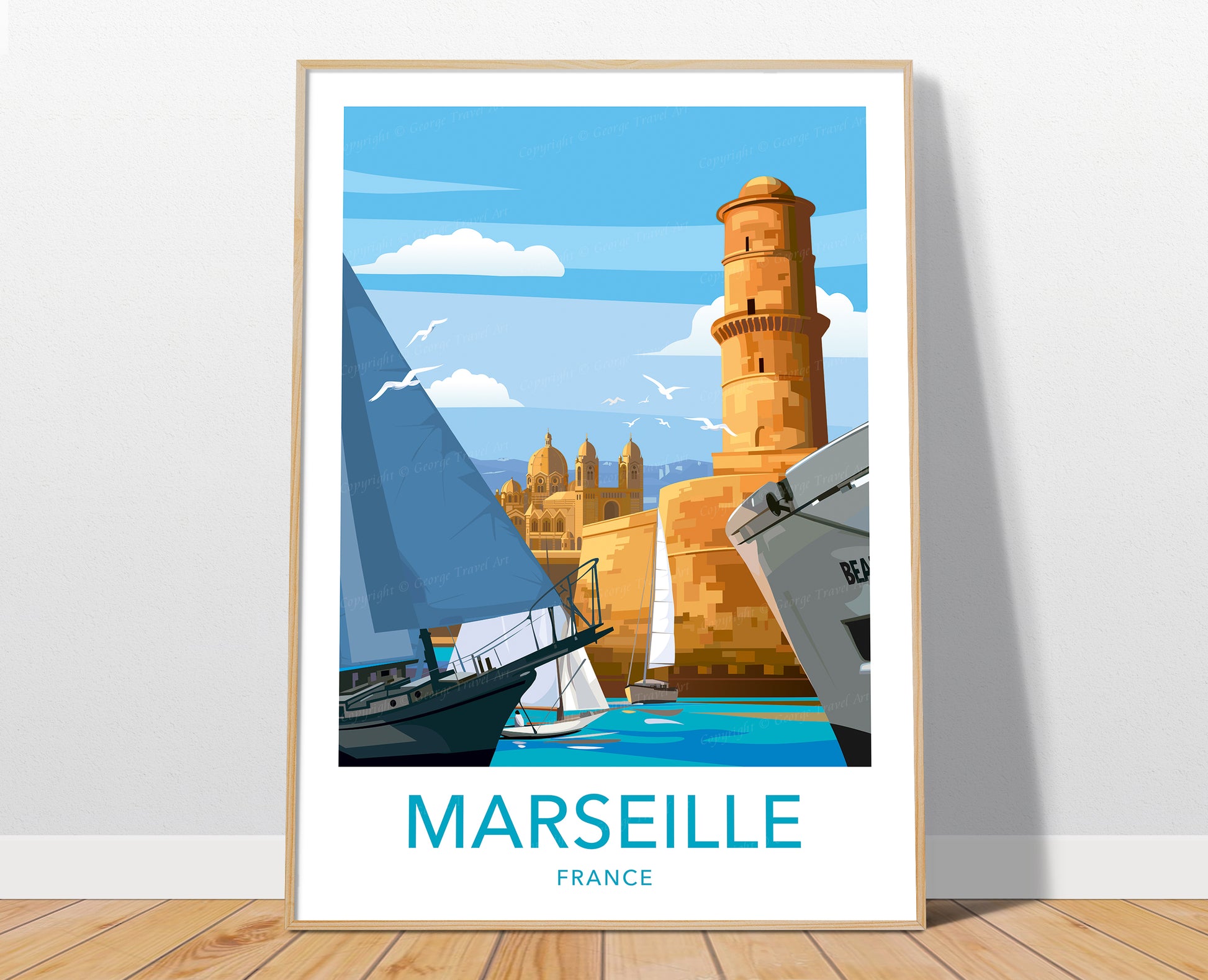 Marseille travel poster print – French Riviera wall art