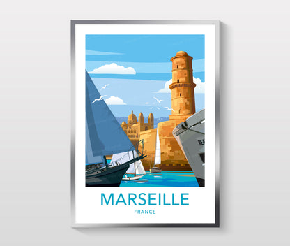 Marseille France travel poster print – wall art vertical format