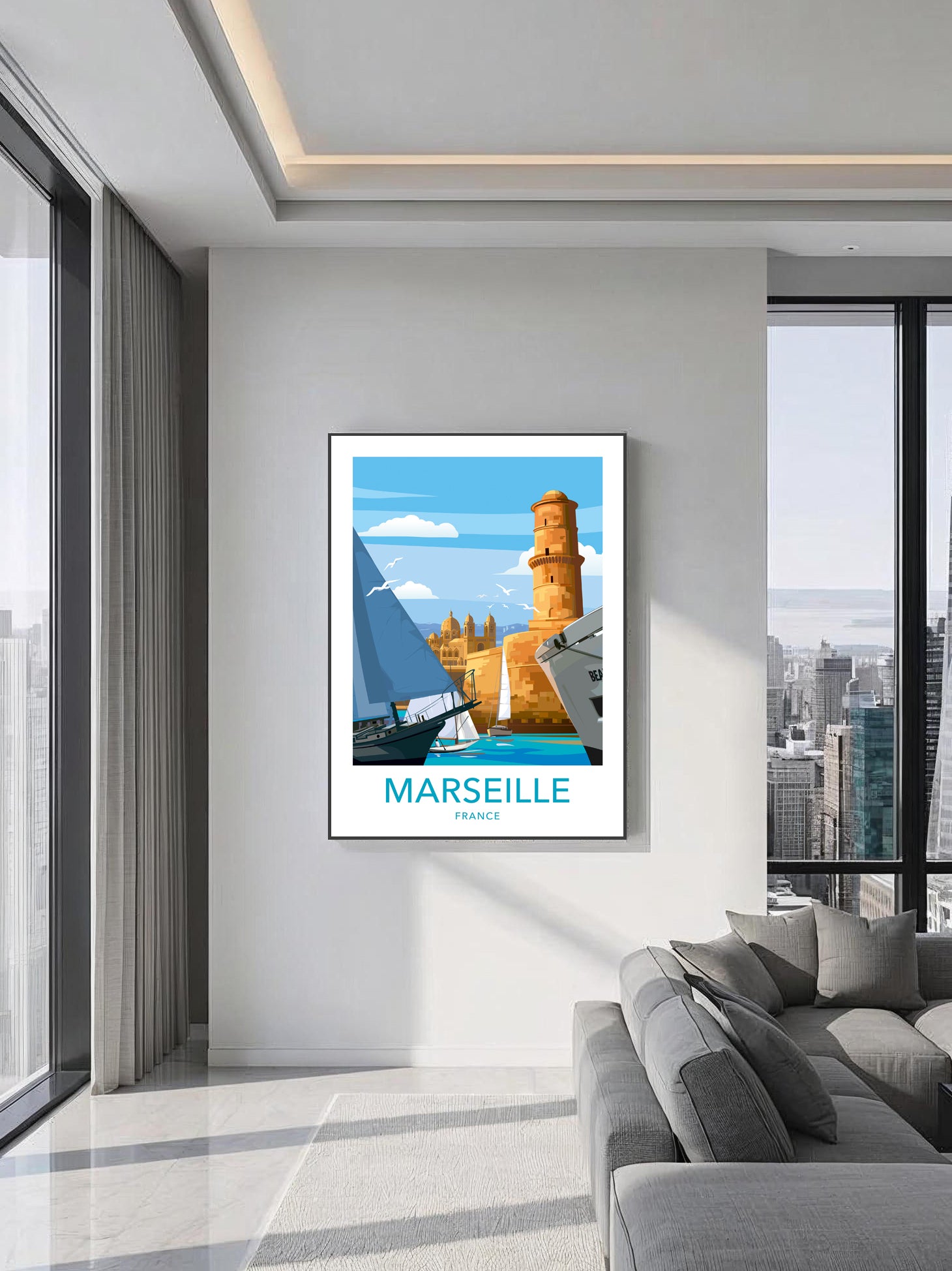 Marseille travel poster – French Riviera wall art third angle