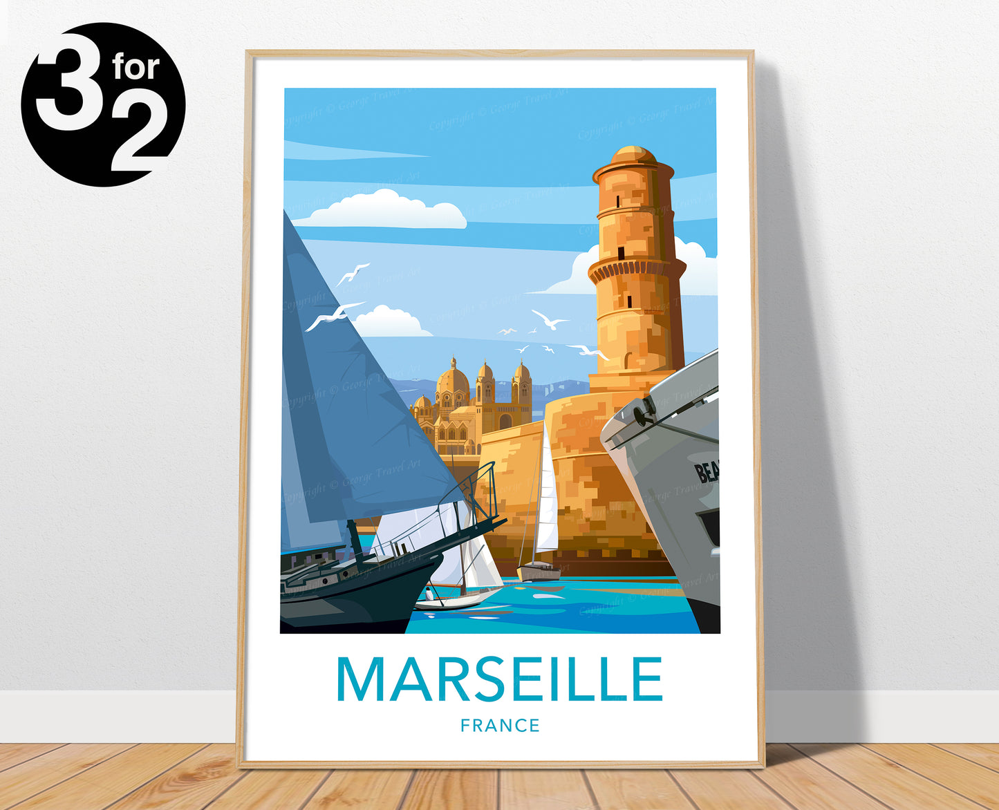 Marseille France Travel Poster / Marseille Travel Print