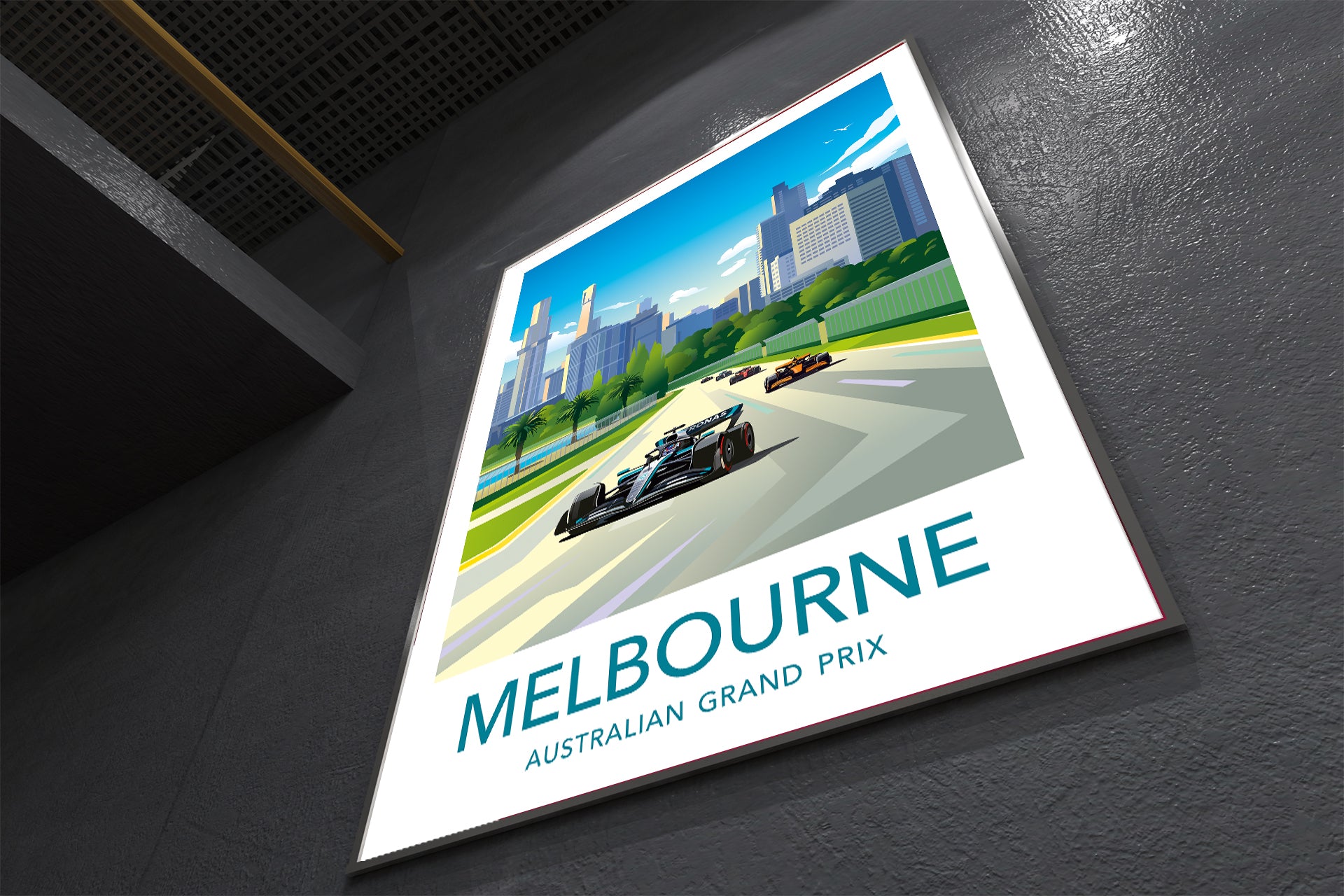 Melbourne Australian GP F1 print featuring George Russell Mercedes – motorsport wall art