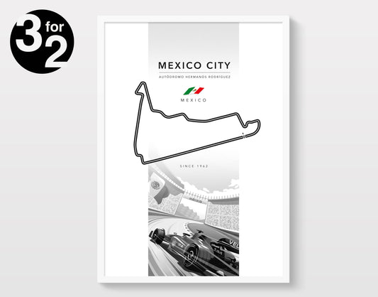 Circuit Mexico City F1 Poster / Autódromo Hermanos Rodrígues / Mexican Grand Prix