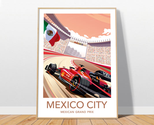 Mexico City F1 poster print – Ferrari Leclerc Mexican Grand Prix wall art
