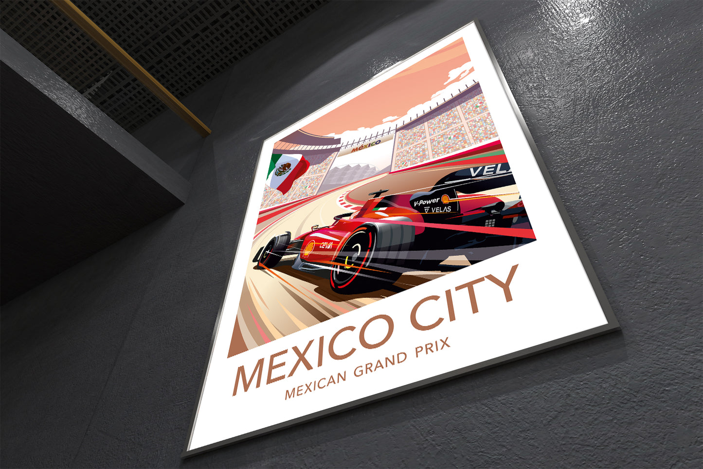 Mexico City Grand Prix F1 print poster featuring Ferrari at Mexican Grand Prix
