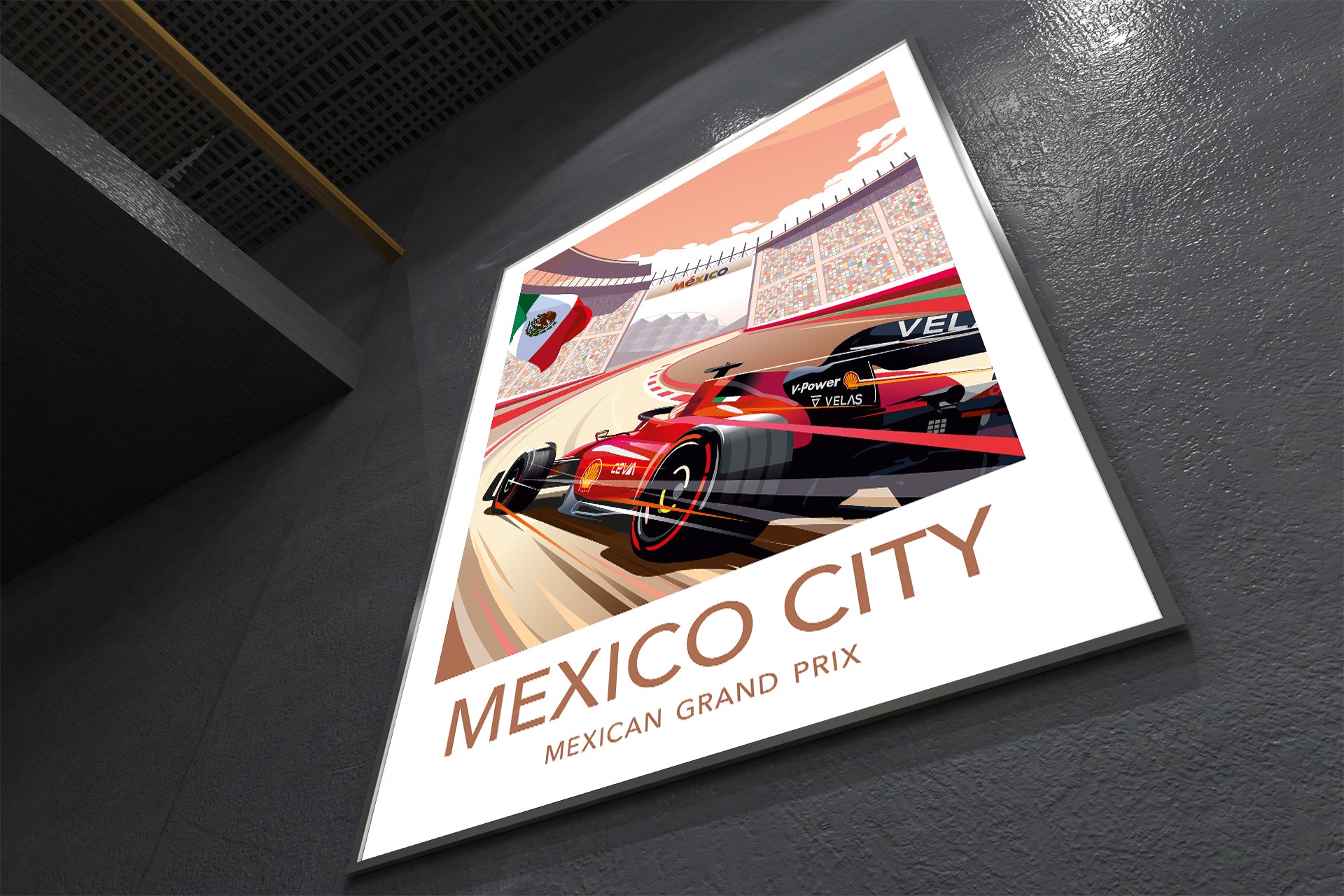 Mexico City Grand Prix F1 print poster featuring Ferrari at Mexican Grand Prix